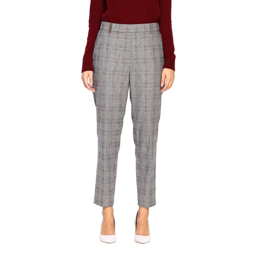 Peserico virgin wool plaid trousers